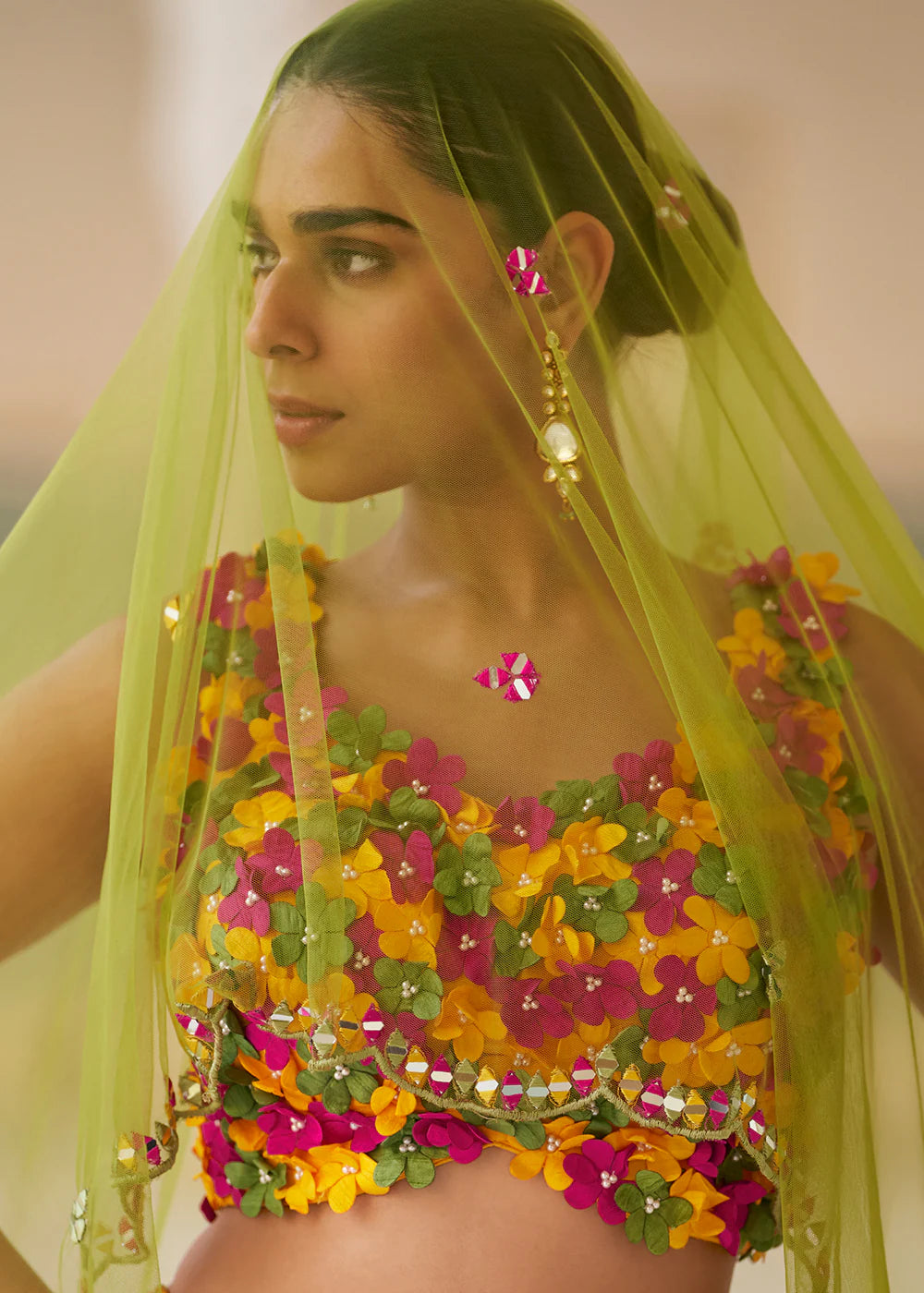 Designer Multicolor Embellished Indo Western Silk Lehenga