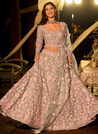 Designer Blush Pink Embroidered Indo Western Bridesmaids Lehenga Choli