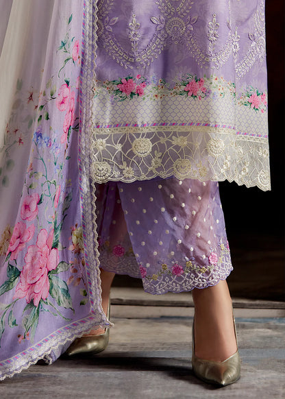 Lavender Muslin Pakistani Suit for Bridesmaids & Eid Wear – Embroidery with Printed Dupatta