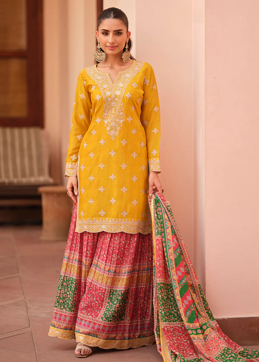 yellow palazzo suit set