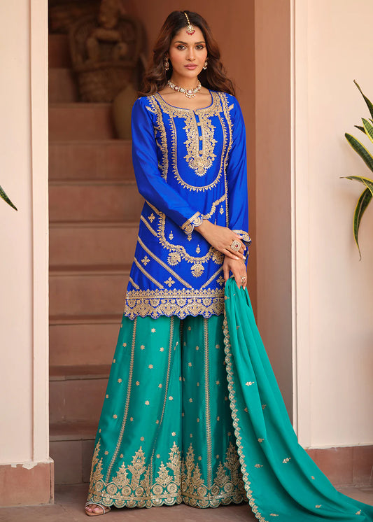 royal blue palazzo suit