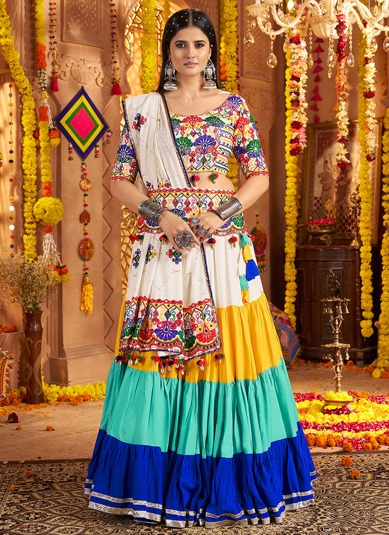 Multicolor Embroidered Navratri Chaniya Choli with Dupatta