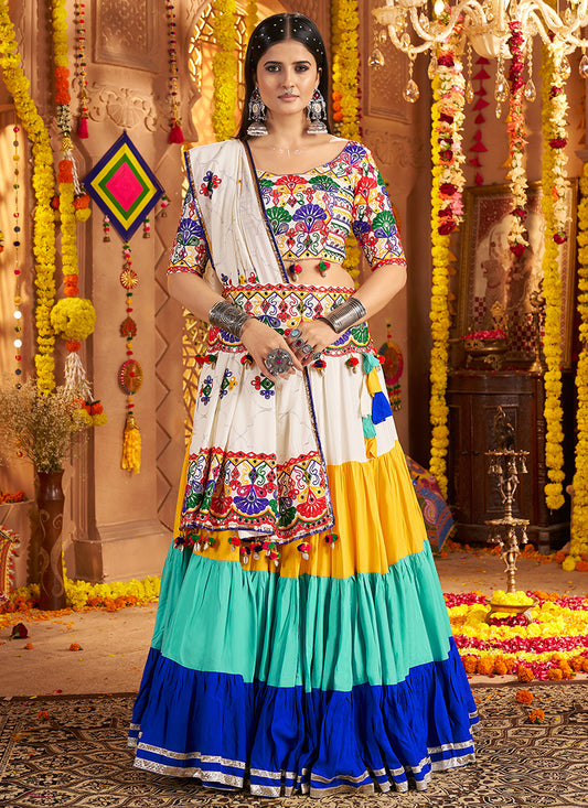Multicolor Embroidered Navratri Chaniya Choli with Dupatta