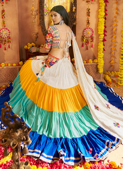 Multicolor Embroidered Navratri Chaniya Choli with Dupatta