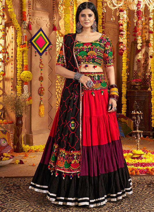 Multicolor Traditional Chaniya Choli with Black Dupatta for Navratri