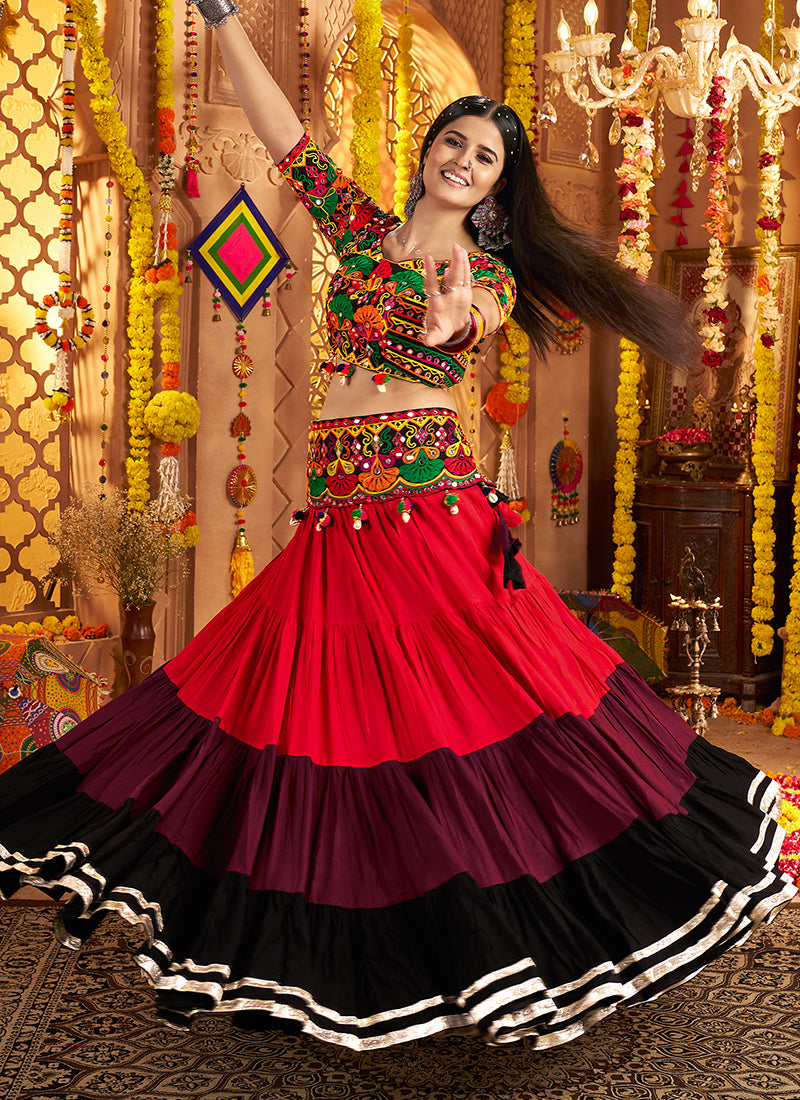 Multicolor Traditional Chaniya Choli with Black Dupatta for Navratri