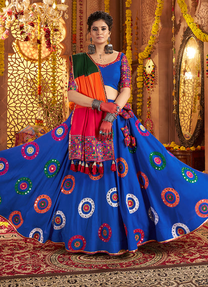 Blue Chaniya Choli with Mirror Work – Festive Outfit for Dandiya & Garba