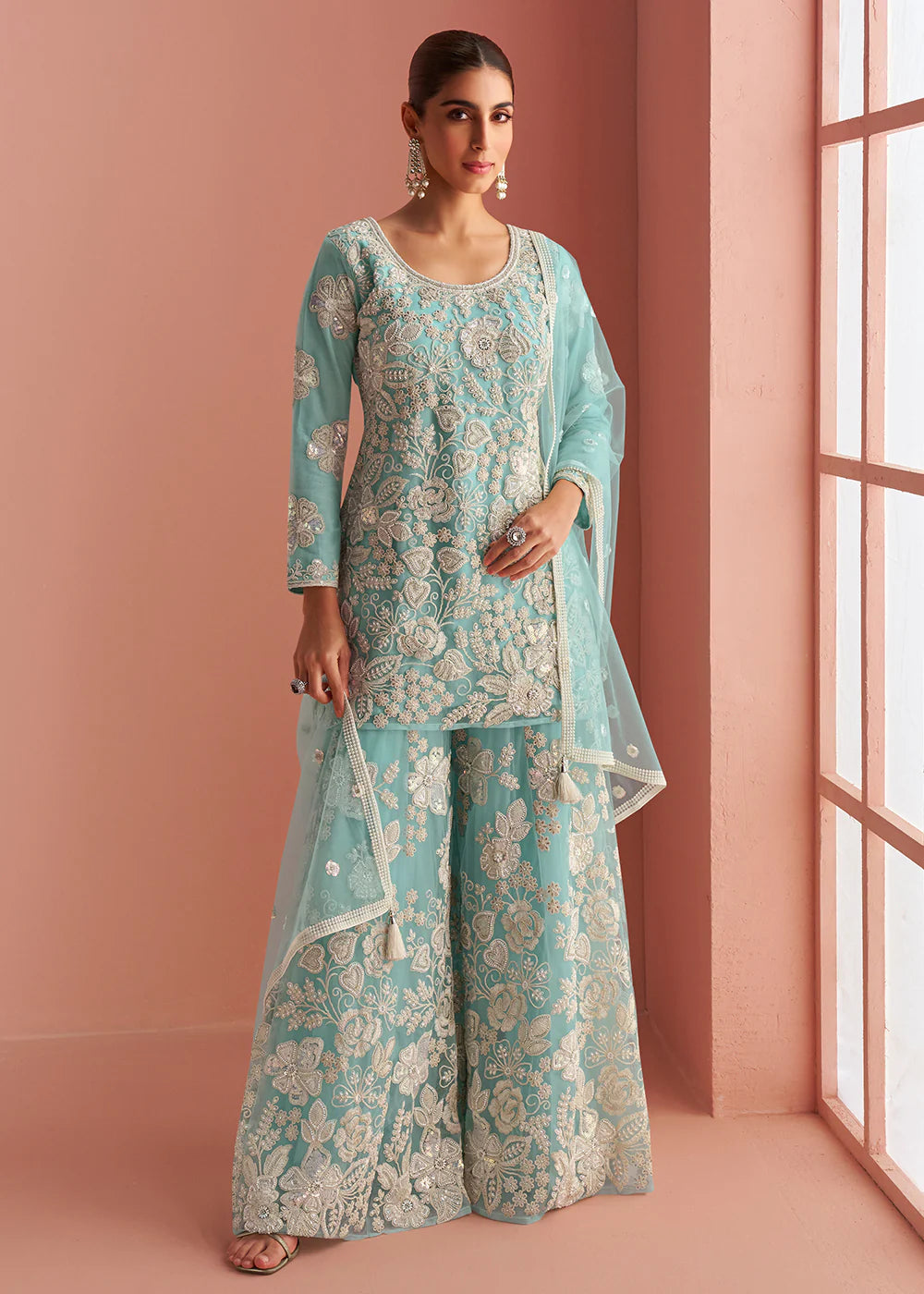 buy sea green sharara