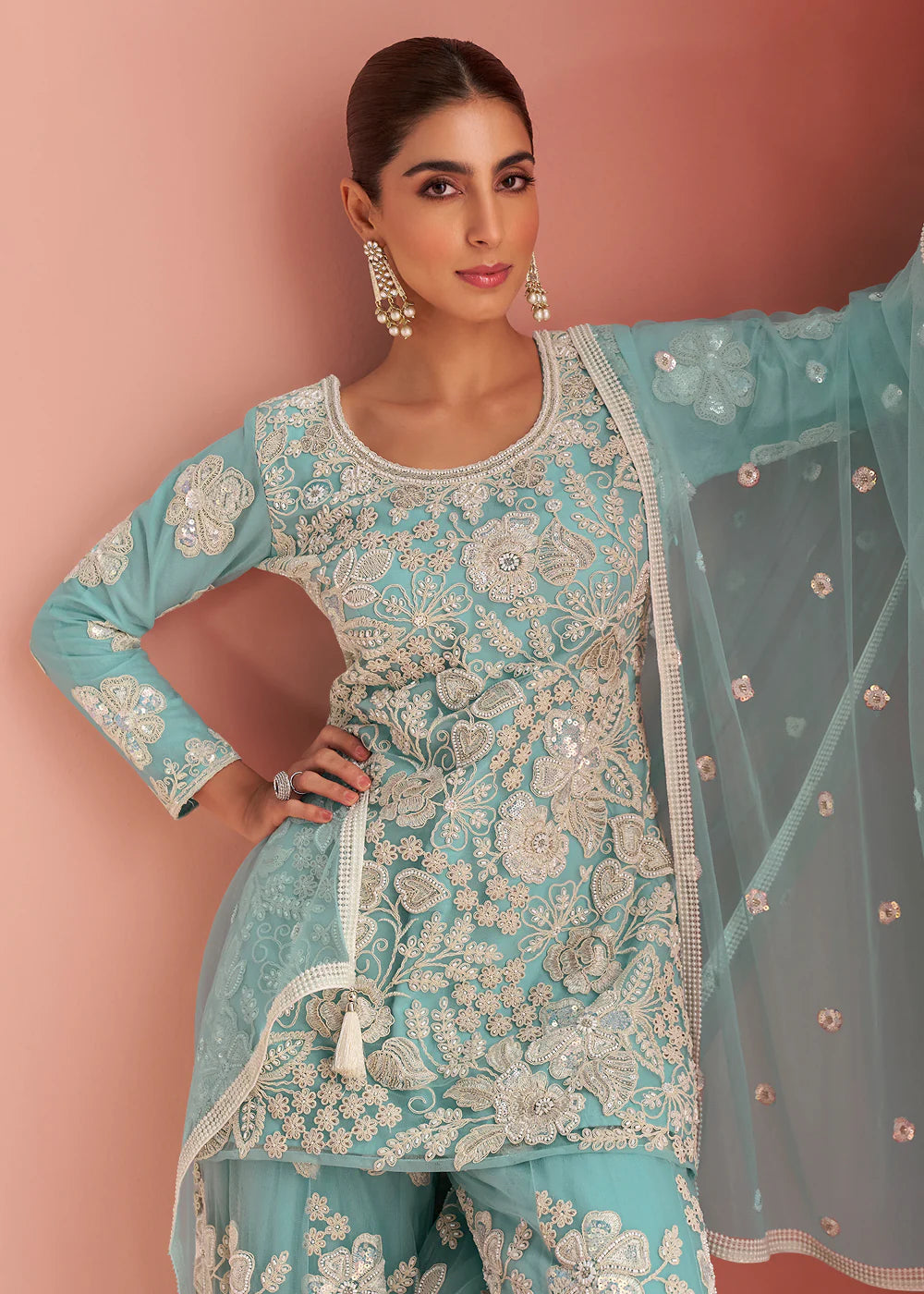 net wedding sharara suit