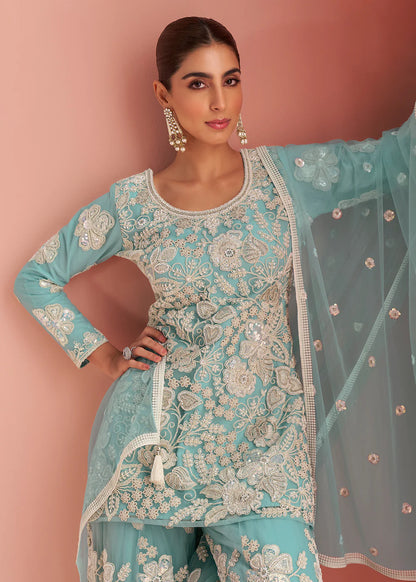 net wedding sharara suit