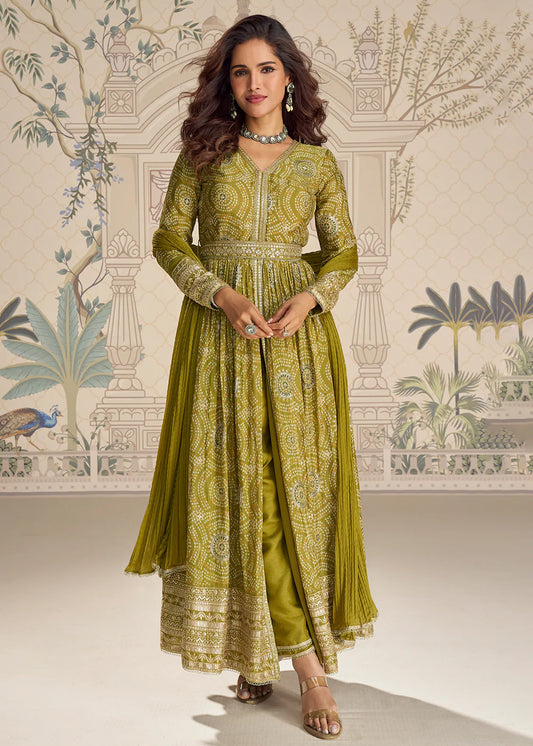 Buy Olive Green Anarkali Suit Online