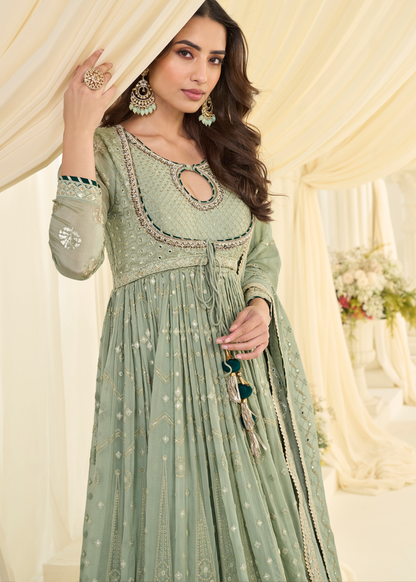 chikankari anarkali suit for wedding
