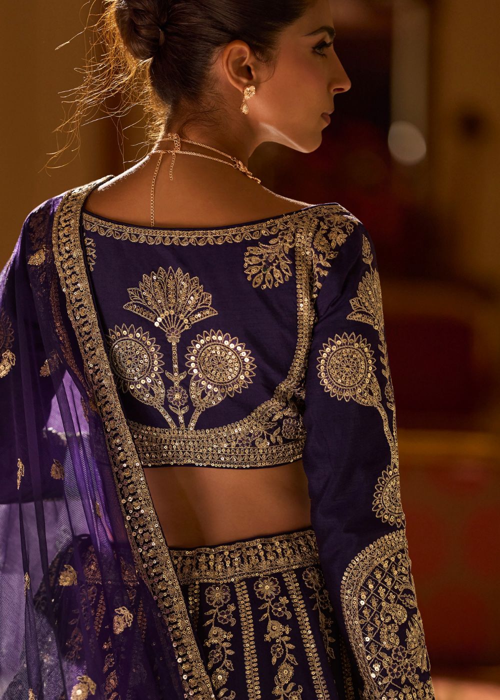 purple wedding lehenga long sleeve blouse