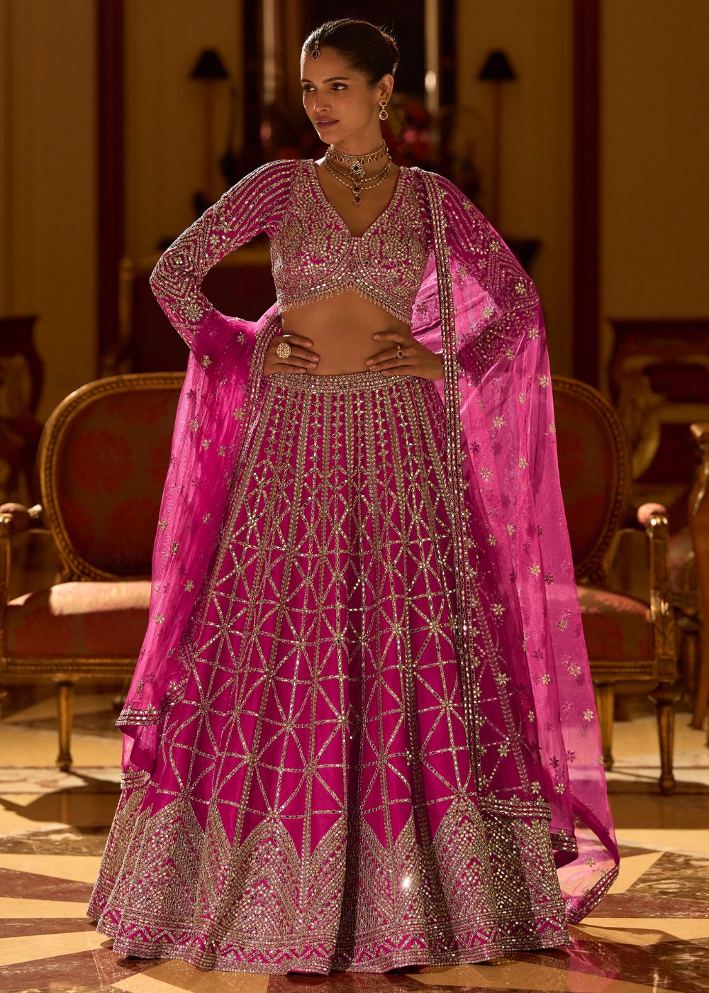 rani pink bridal lehenga