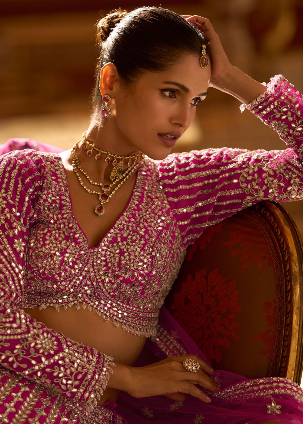 pink bridal lehenga with dupatta