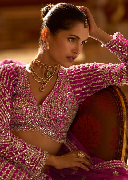 pink bridal lehenga with dupatta