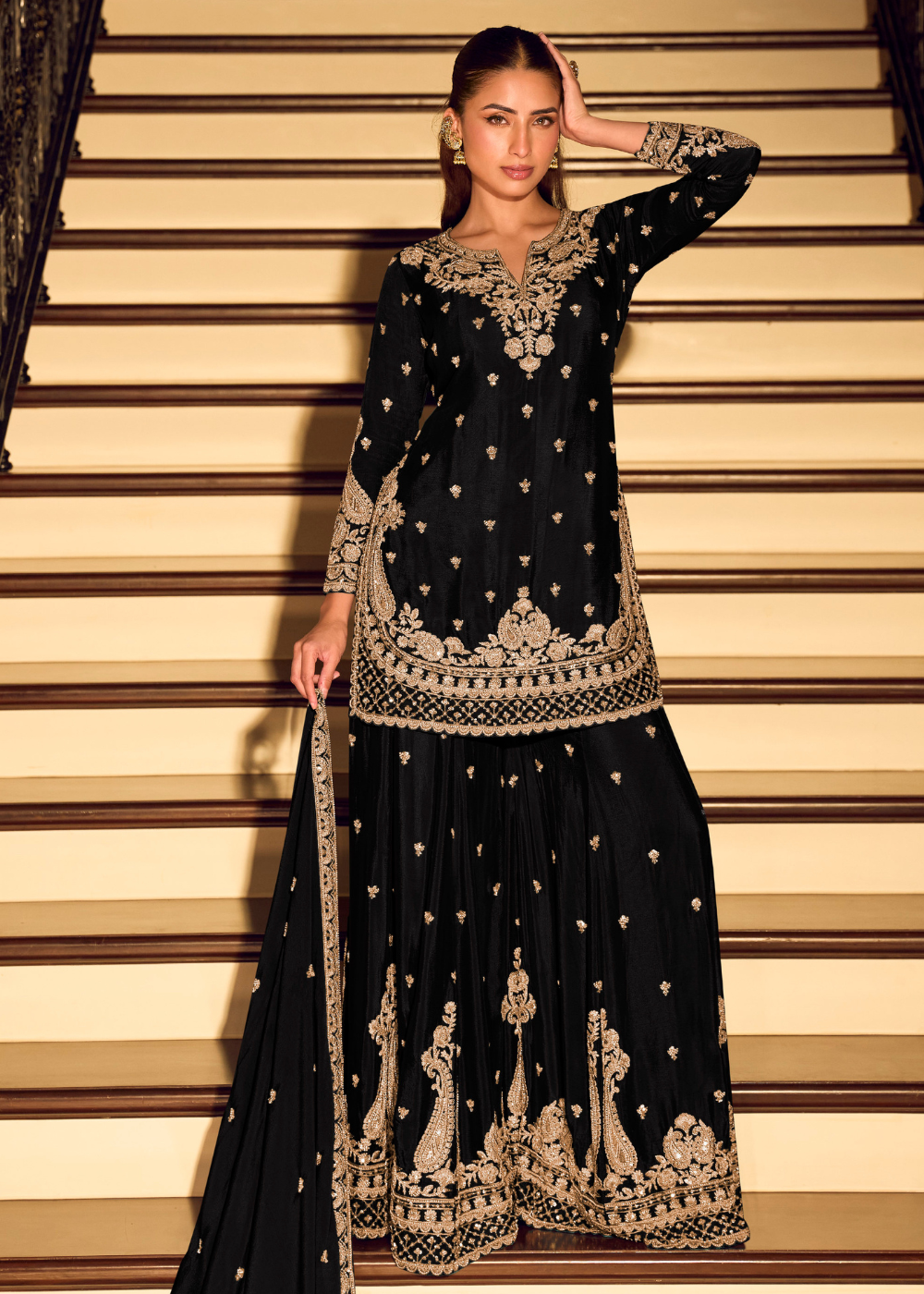 black sharara suit online