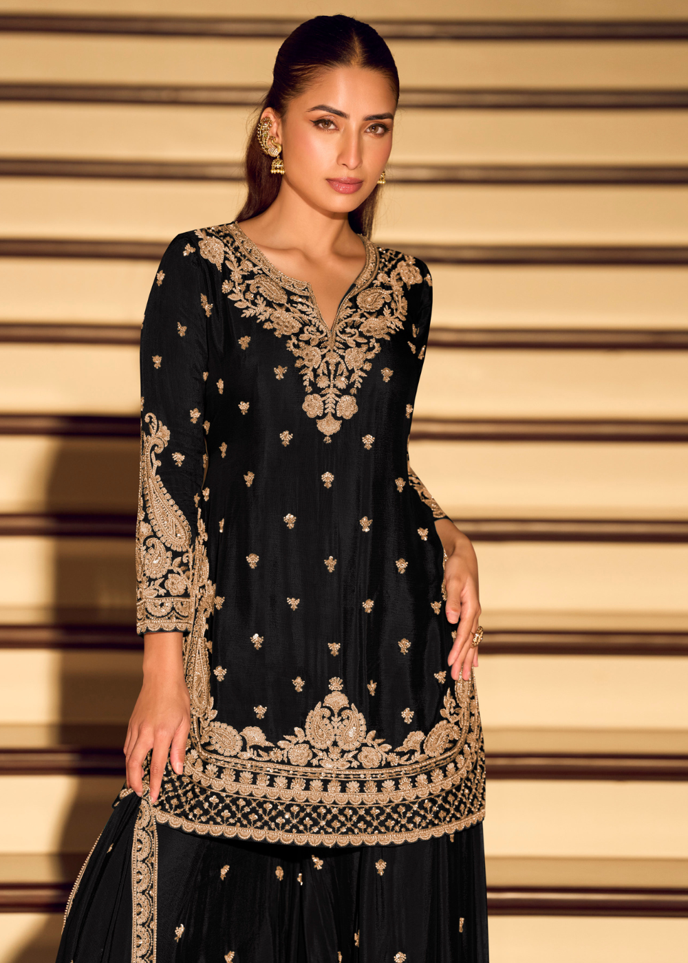 bridesmaids black sharara dress