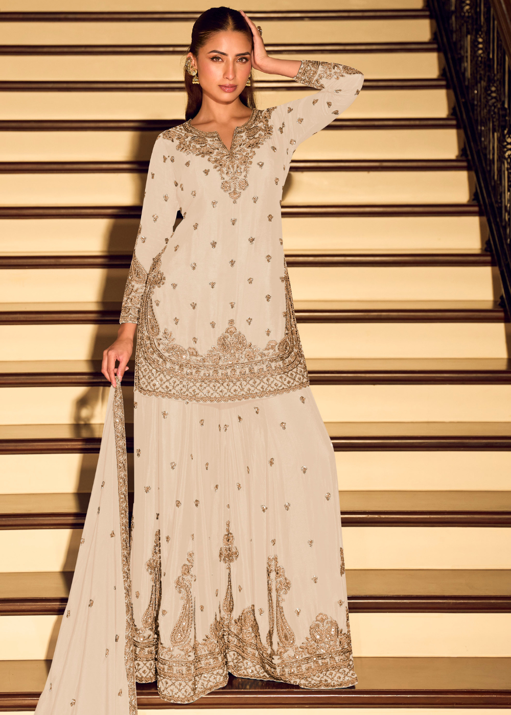 off white sharara suit
