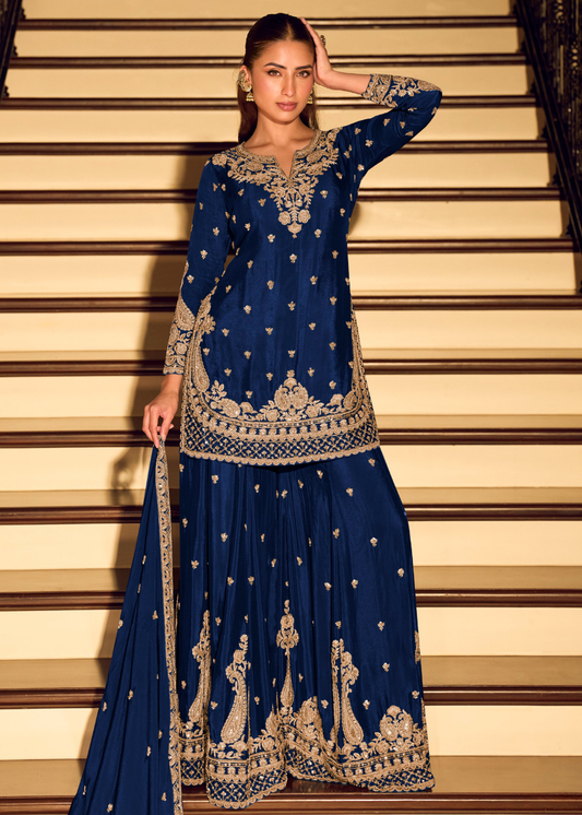 royal blue sharara suit