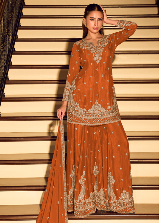 orange sharara suit online