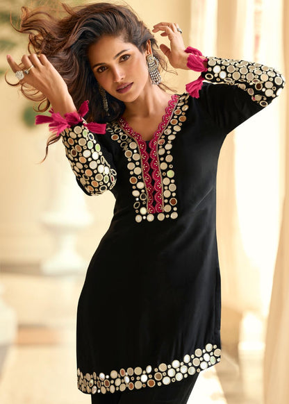 readymade black mirror salwar