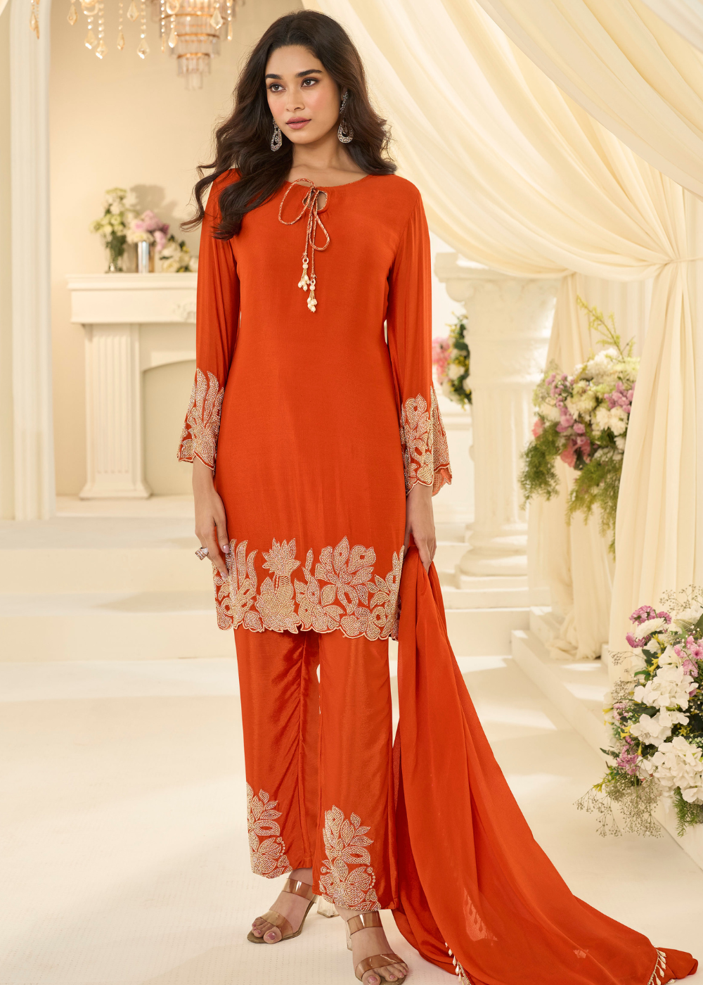 burnt orange pakistani suit