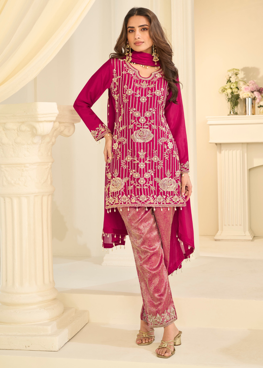 designer rani pink festive salwar suit with dupatta free shipping usa uk and canada