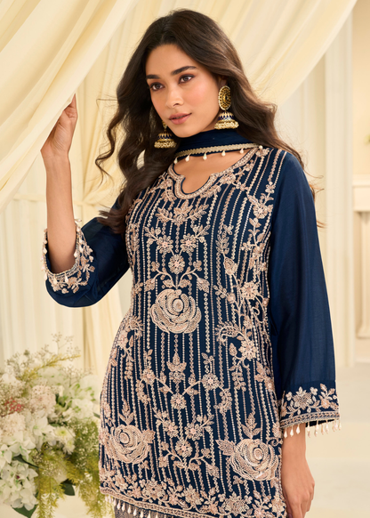 shop royal blue embroidered salwar suit ready to wear indian pakistani punjabi outfit