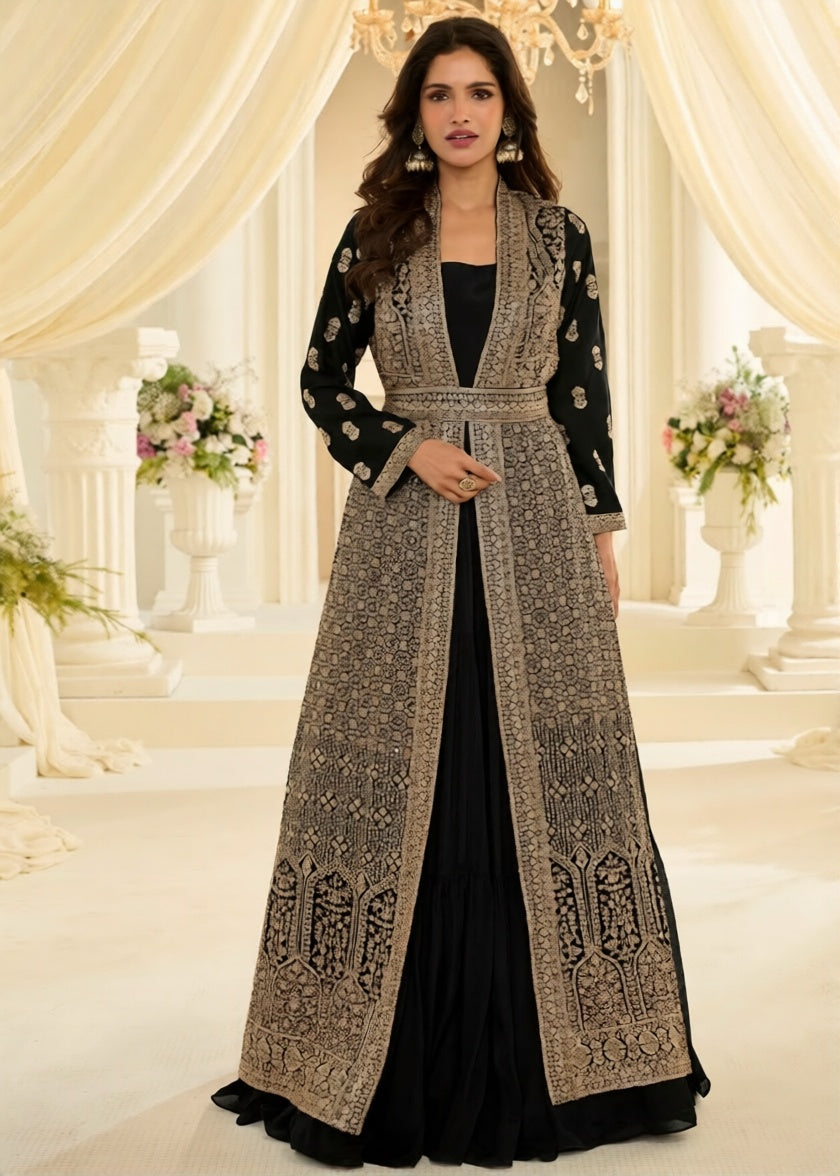 black anarkali gown online