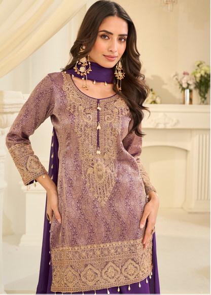 pakistani festival viscose jacquard silk palazzo suit