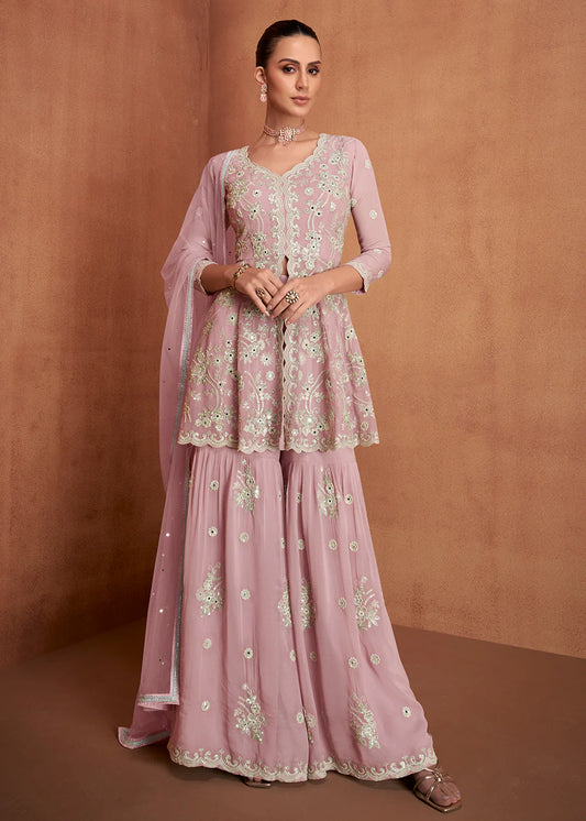 blush pink sharara suit