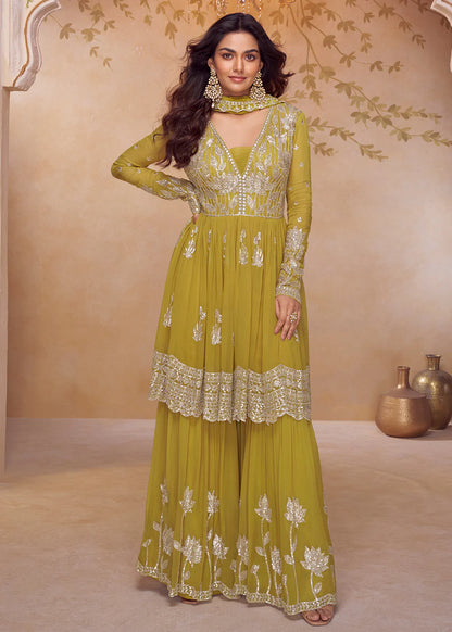 mustard yellow palazzo suit