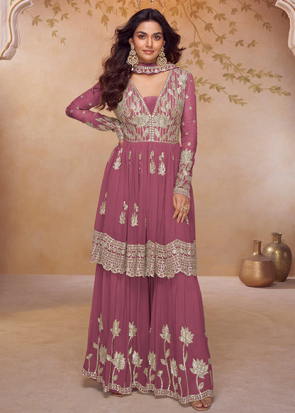 mauve pink palazzo suit