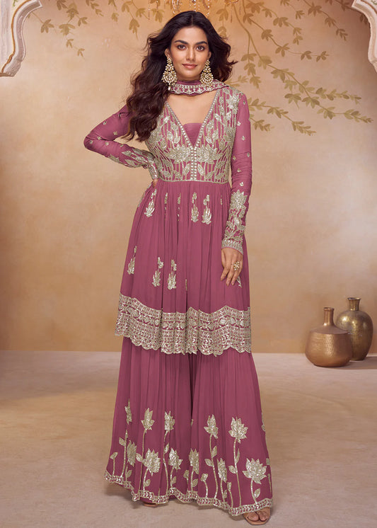 mauve pink palazzo suit