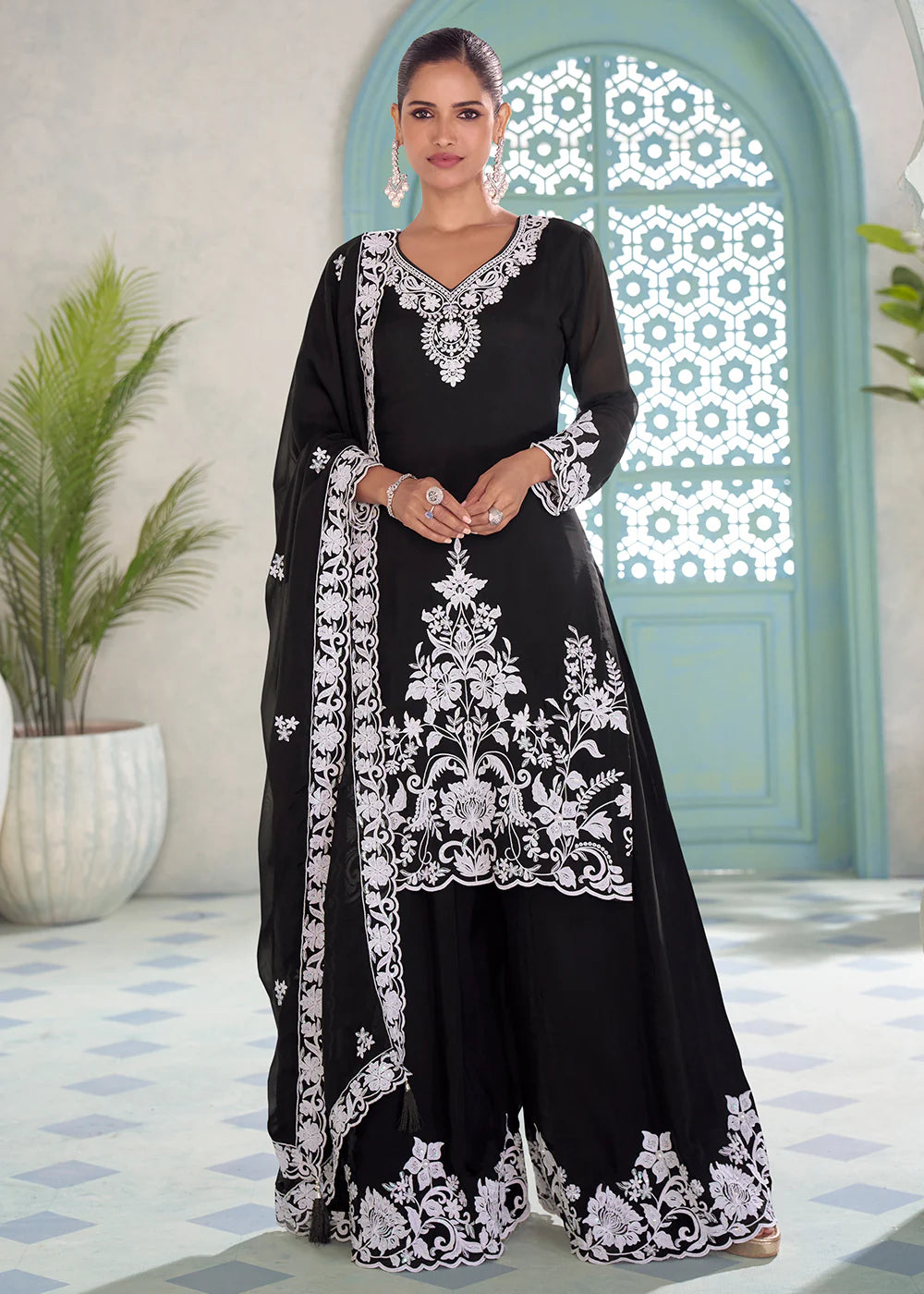 buy black palazzo suit