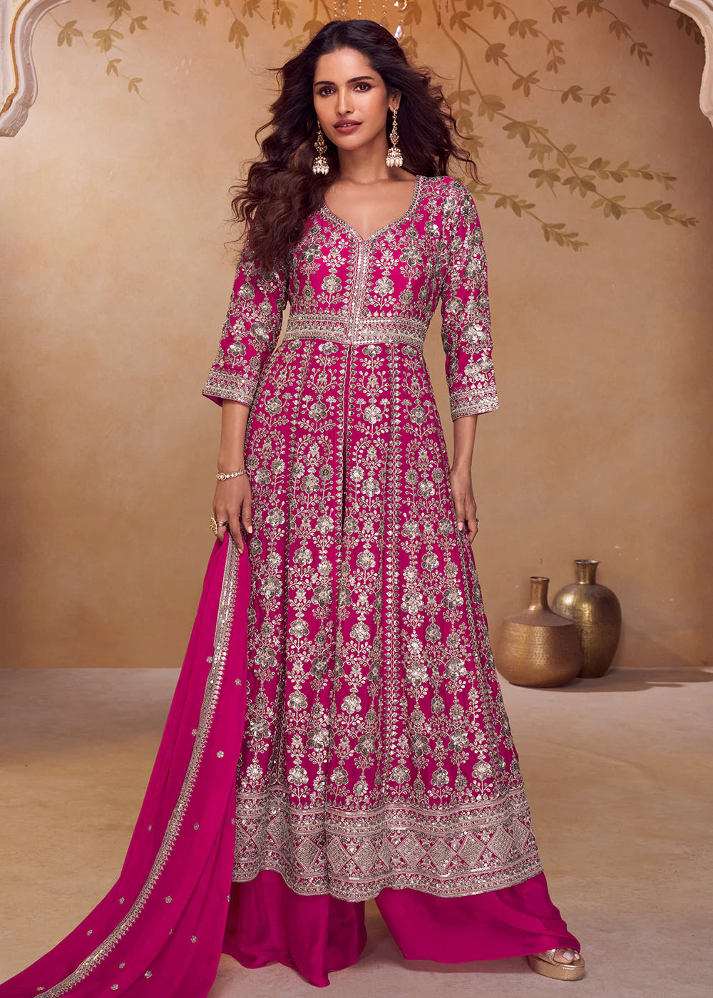 rani pink chinnon salwar suit