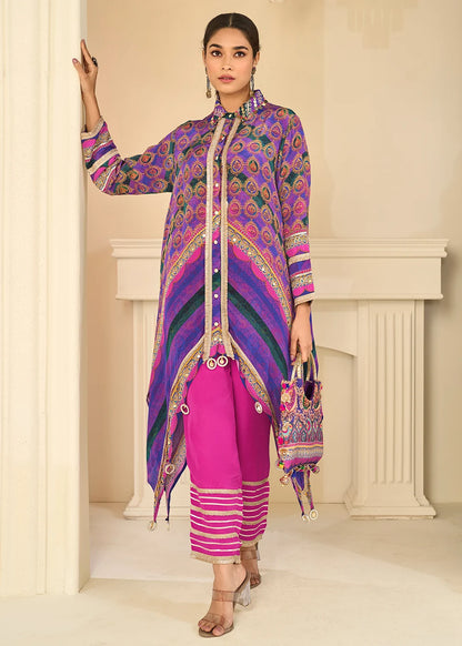 Buy Online Designer Purple and Pink pant suit 