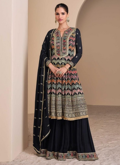 Desinger Blue Georgette Sharara Suit