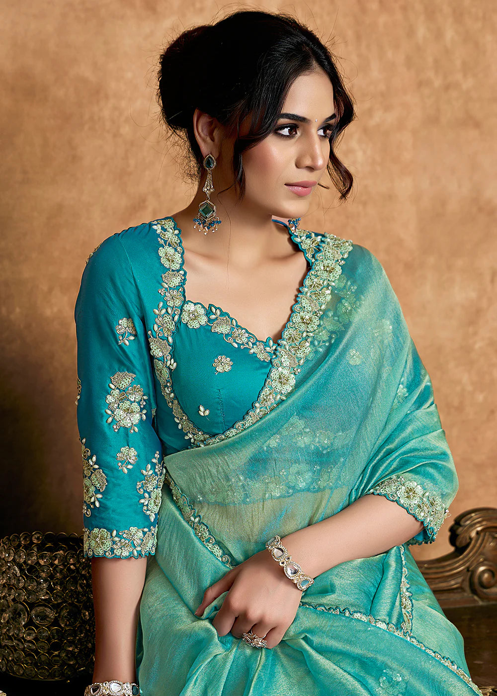 indian wedding saree blue buy usa