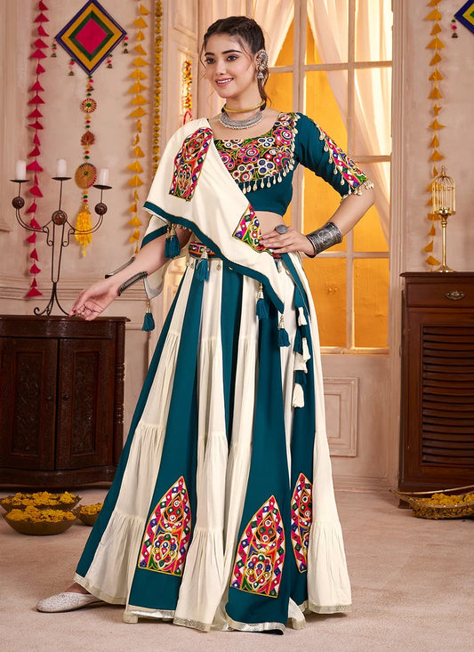 Multicolor Kutchi Mirror Work Navratri Lehenga Choli with Dupatta