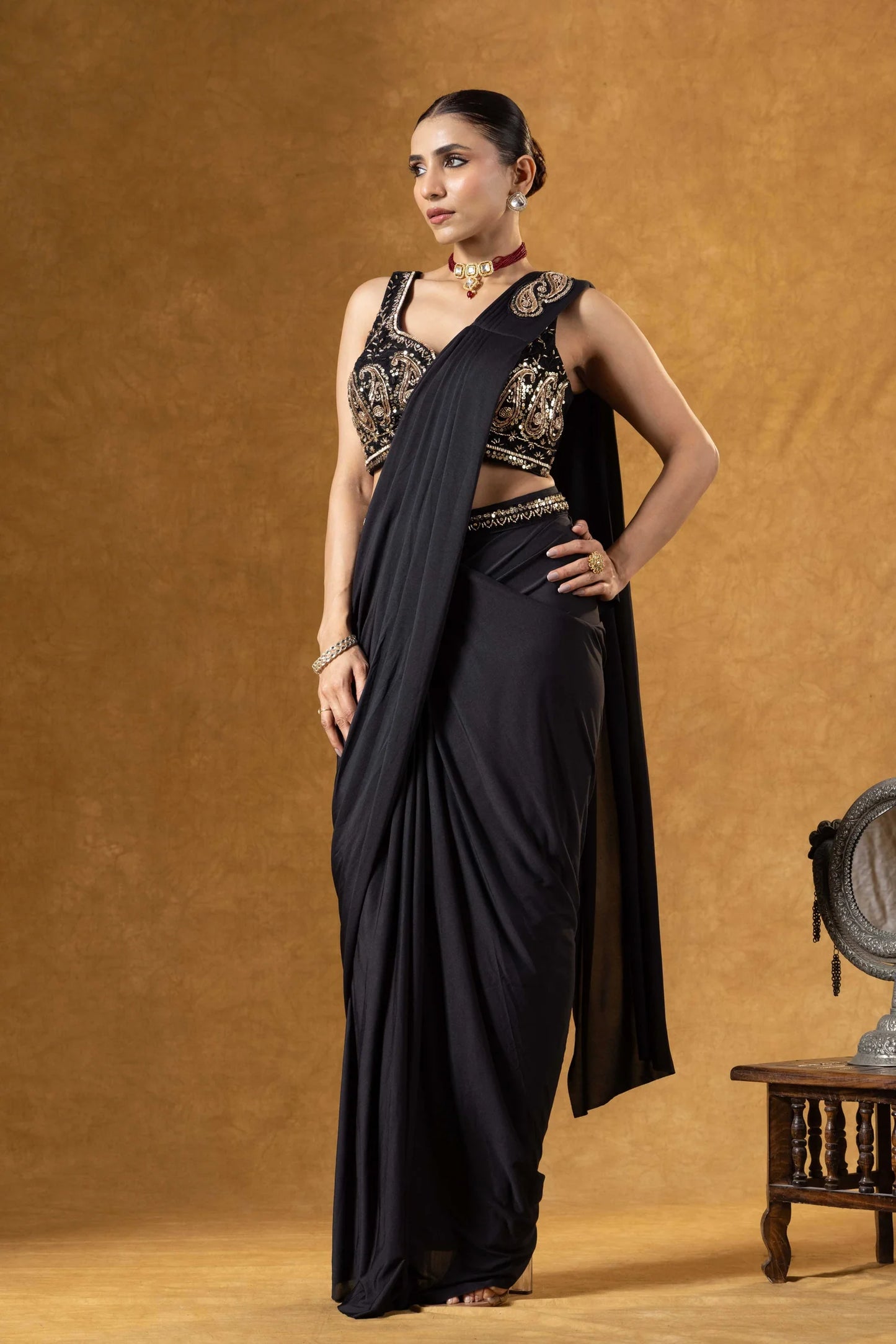 designer pre draped saree online
