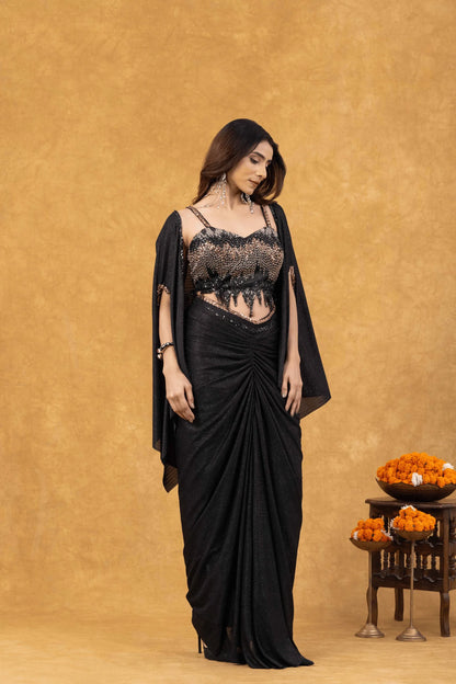 indian cocktail saree black