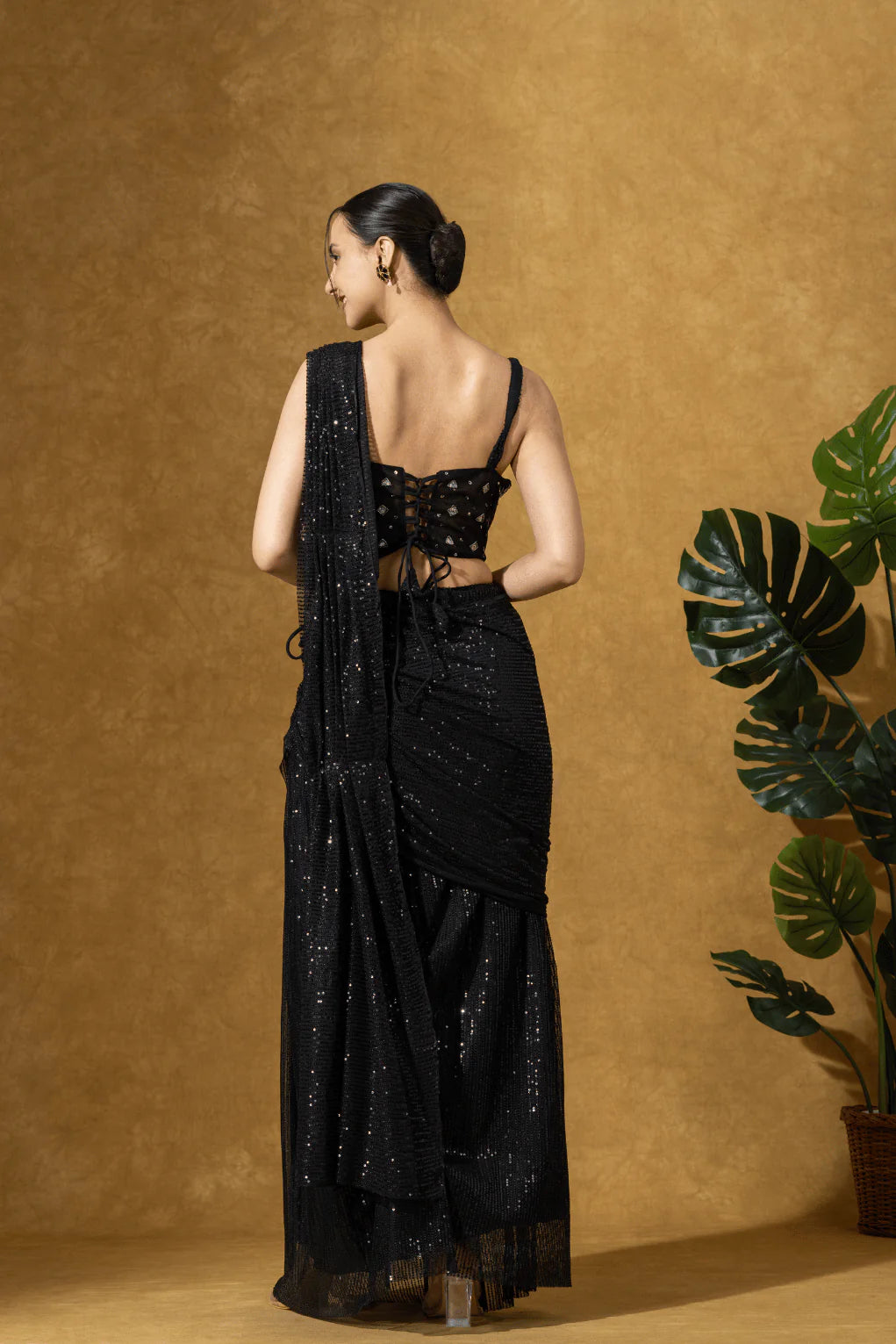 black party wear saree for women