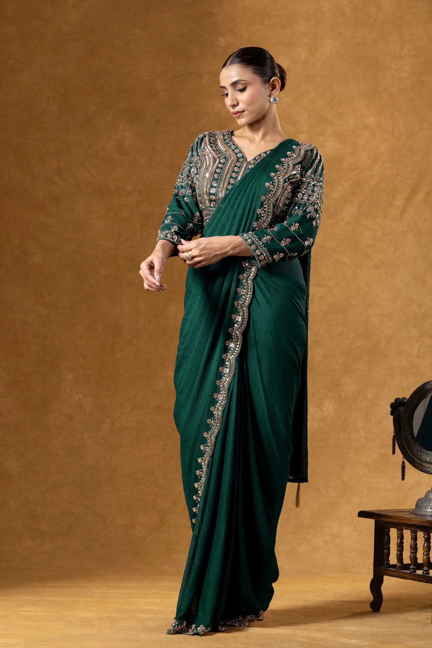 buy georgette saree online green