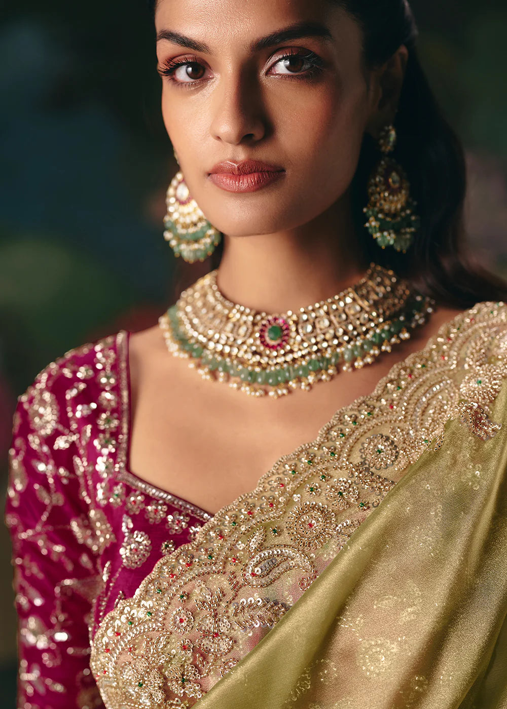 indian pakistani saree online shopping green