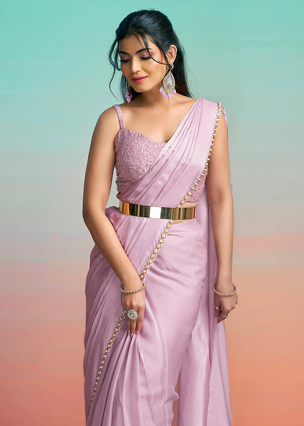 wedding guest indian saree lavender canada