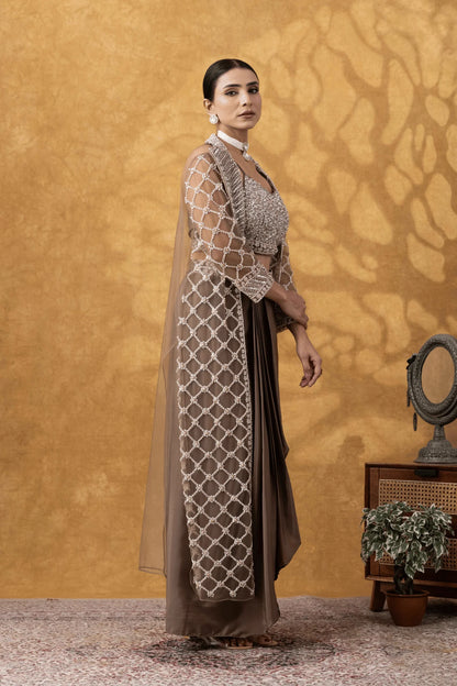 buy designer drape skirt set online