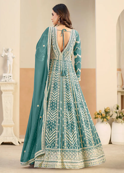 pastel teal anarkali uk online