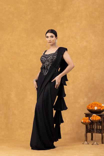 shop black designer saree online